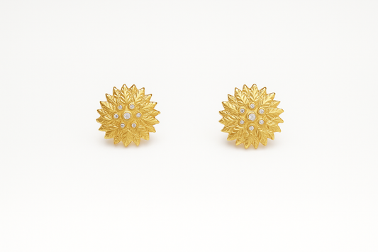 IRAZ 18K Gold-Plated Anti Tarnish Stainless-Steel Floral Stud Earrings