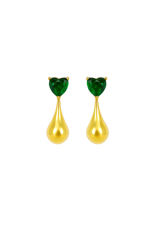 IRAZ 18K Gold Plated Anti Tarnish Stainless Steel Waterproof Heart Teardrop Earrings