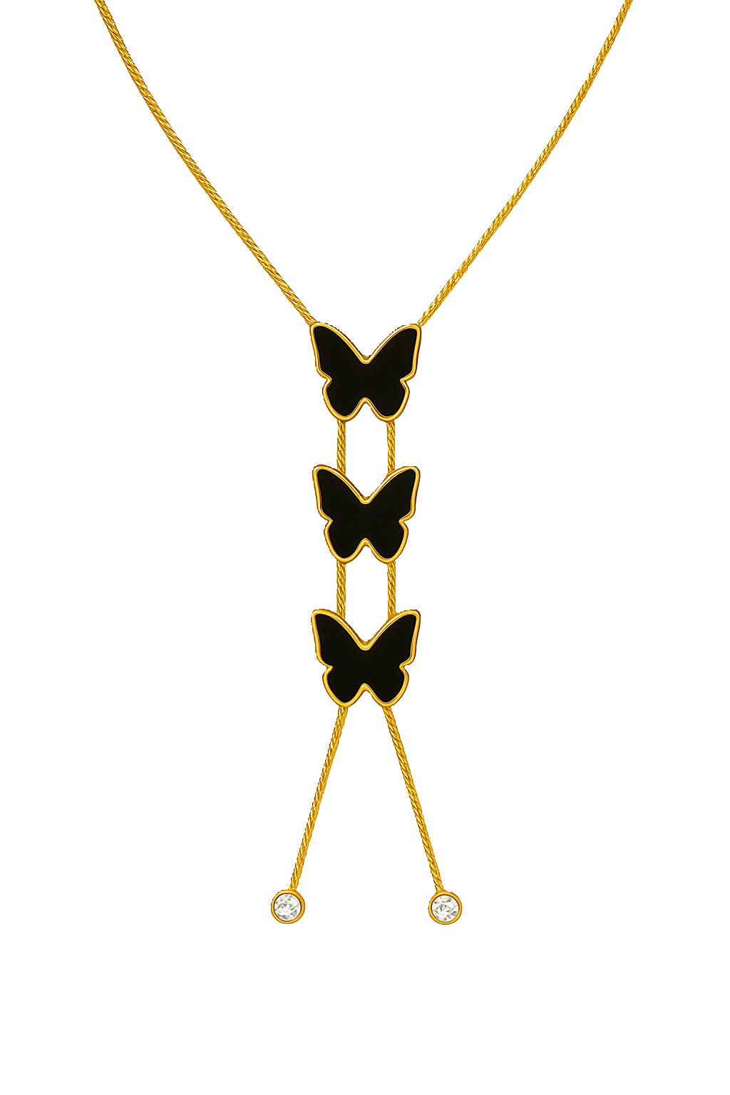 IRAZ 18k Gold Plated Anti-Tarnish Triple Butterfly Pendant Necklace