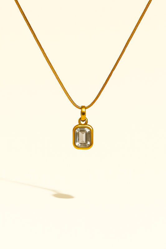 IRAZ 18k Gold Plated Anti-Tarnish White Stone Pendant Necklace