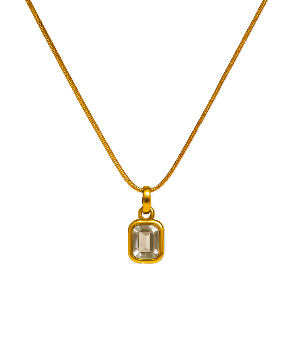IRAZ 18k Gold Plated Anti-Tarnish White Stone Pendant Necklace
