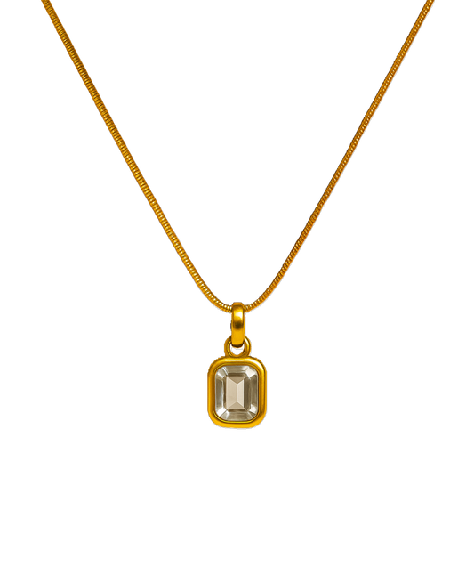 IRAZ 18k Gold Plated Anti-Tarnish White Stone Pendant Necklace
