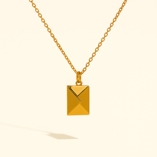 IRAZ 18k Gold Plated Anti-Tarnish Envelope Pendant Necklace