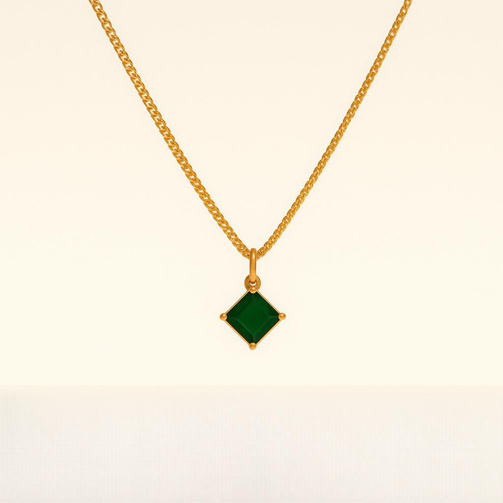 IRAZ 18k Gold Plated Anti-Tarnish Green Gemstone Necklace
