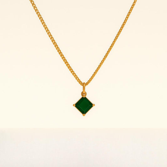 IRAZ 18k Gold Plated Anti-Tarnish Green Gemstone Necklace