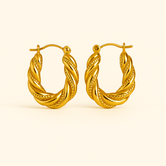 IRAZ 18k Gold Plated Anti-Tarnish Twisted Hoops