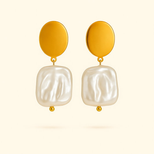 IRAZ 18k Gold Plated Anti-Tarnish Pearl Drop Earrings