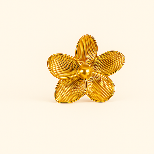 IRAZ 18k Gold Plated Antitarnish Adjustable Statement Flower Ring