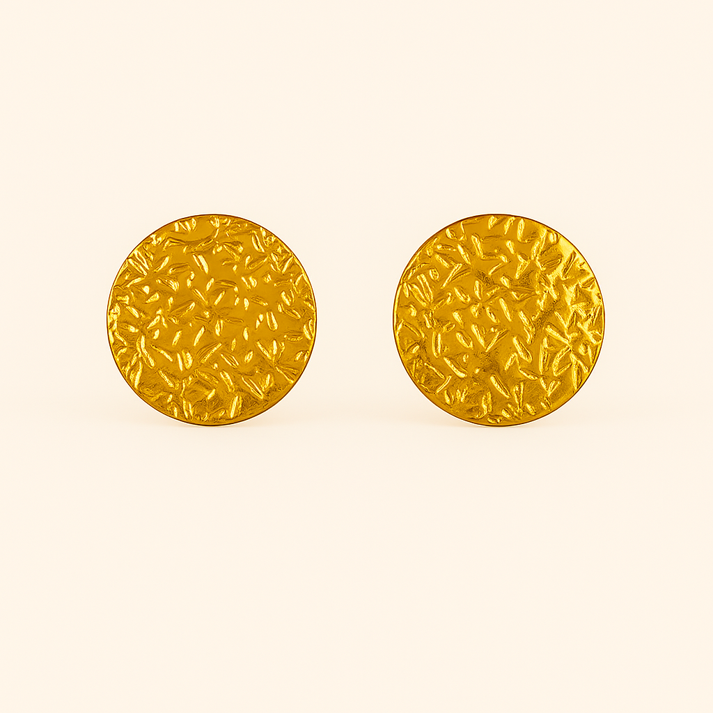 IRAZ 18k Gold Plated Stainless Steel Anti-Tarnish Textured Earrings