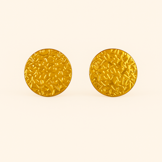 IRAZ 18k Gold Plated Stainless Steel Anti-Tarnish Textured Earrings