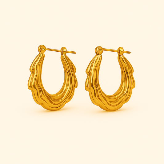 IRAZ 18k Gold Plated Anti-Tarnish Wave Hoops