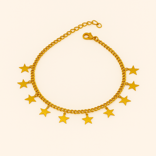 IRAZ 18k Gold Plated Anti-Tarnish Star Bracelet