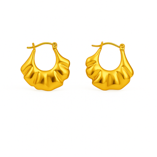 IRAZ 18k Gold Plated Anti-Tarnish Leaf Hoops