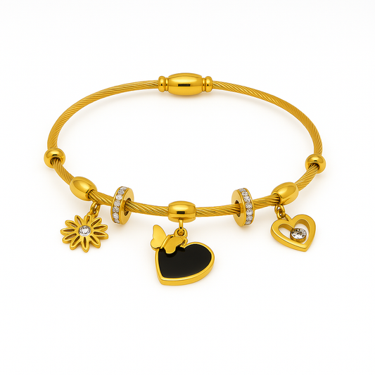 IRAZ 18k Gold Plated Anti-Tarnish Charm Bracelet