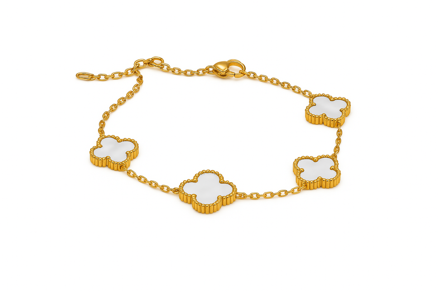 IRAZ 18k Gold Plated Stainless Steel Anti-Tarnish Black Clover Bracelet