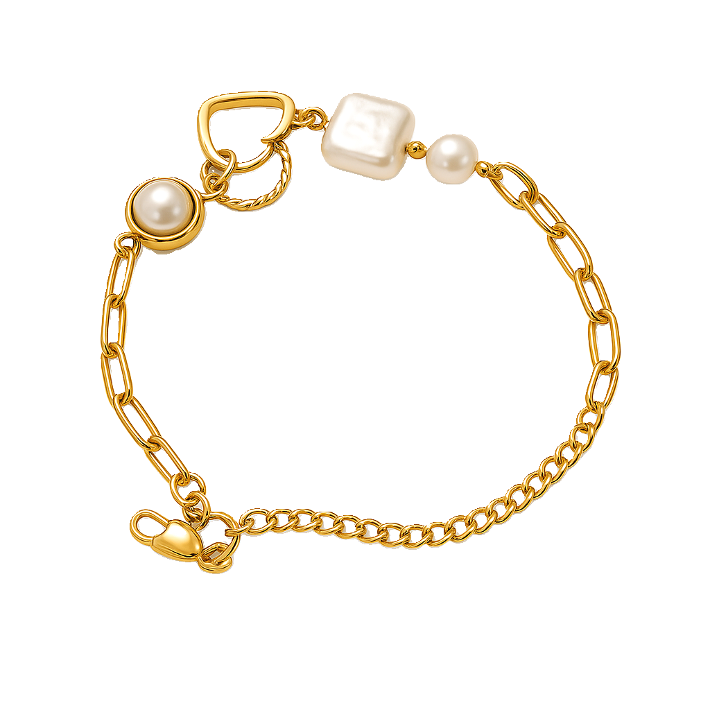 IRAZ 18k Gold Plated Anti-Tarnish Pearl Bracelet
