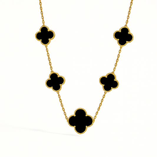 IRAZ 18k Gold Plated Stainless Steel Anti-Tarnish Green Clover Necklace