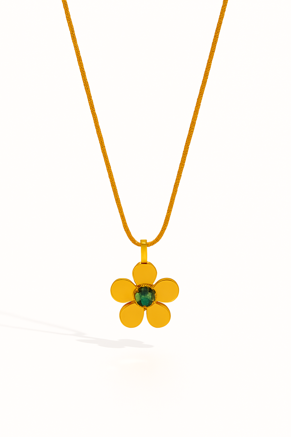 IRAZ 18K Gold-Plated Stainless-Steel Anti Tarnish Flower Pendant Snake Chain Necklace