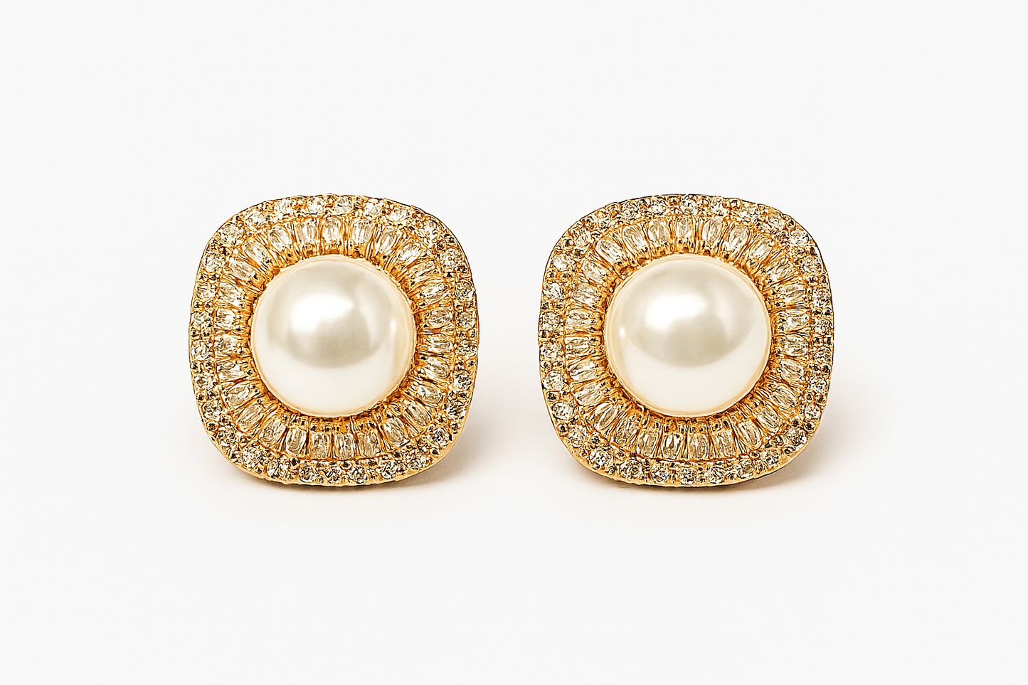 IRAZ Elegant American Diamond Pearl Stud Earrings