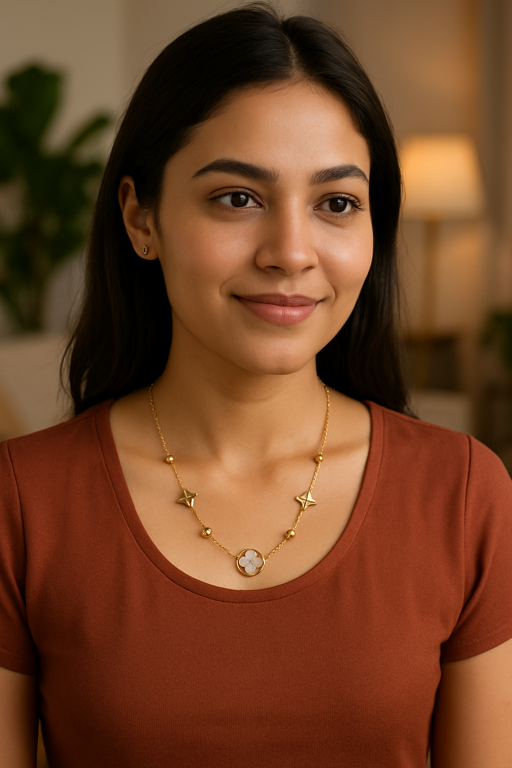 IRAZ 18k Gold Plated Anti-Tarnish Flower Pendant Necklace