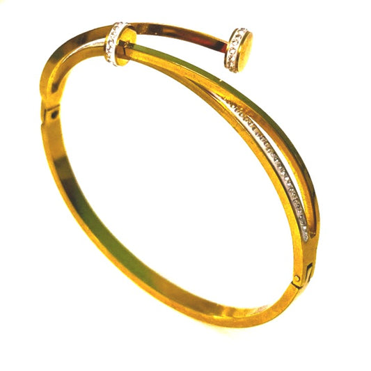 IRAZ 18k Gold Plated Anti-Tarnish Nail Bangle Bracelet