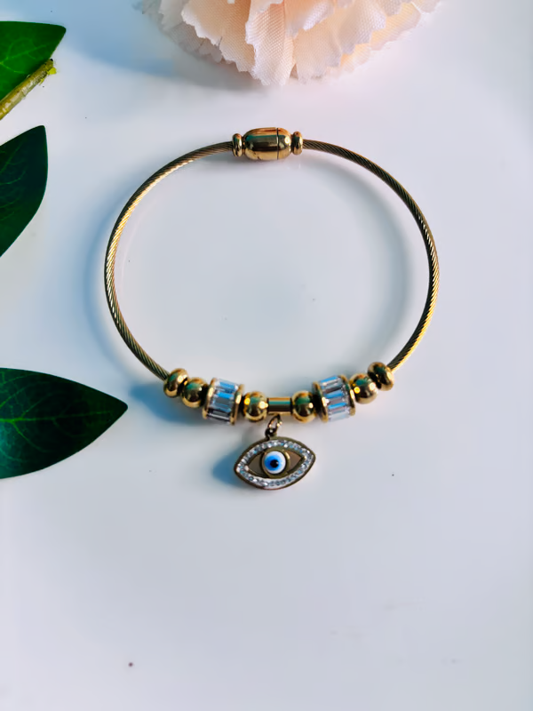 IRAZ 18k Gold Plated Anti-Tarnish Evil Eye Bracelet