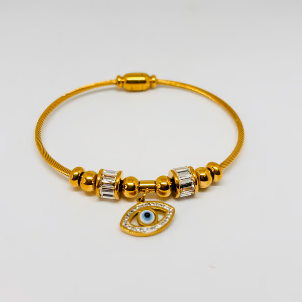 IRAZ 18k Gold Plated Anti-Tarnish Evil Eye Bracelet