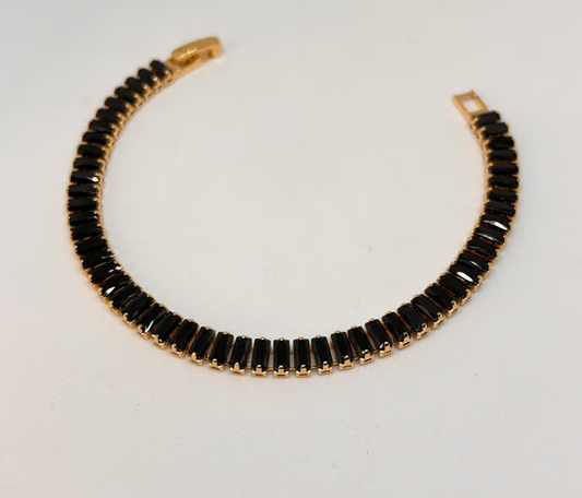 IRAZ 18k Gold Plated Anti-Tarnish Black Tennis Bracelet