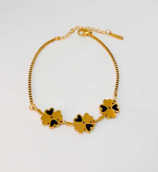 IRAZ 18k Gold Plated Anti-Tarnish Clover Bracelet