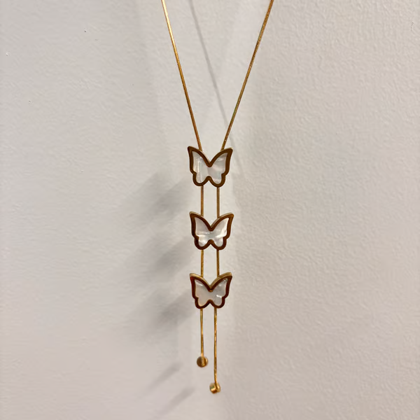 IRAZ 18k Gold Plated Anti-Tarnish Triple Butterfly Pendant Necklace