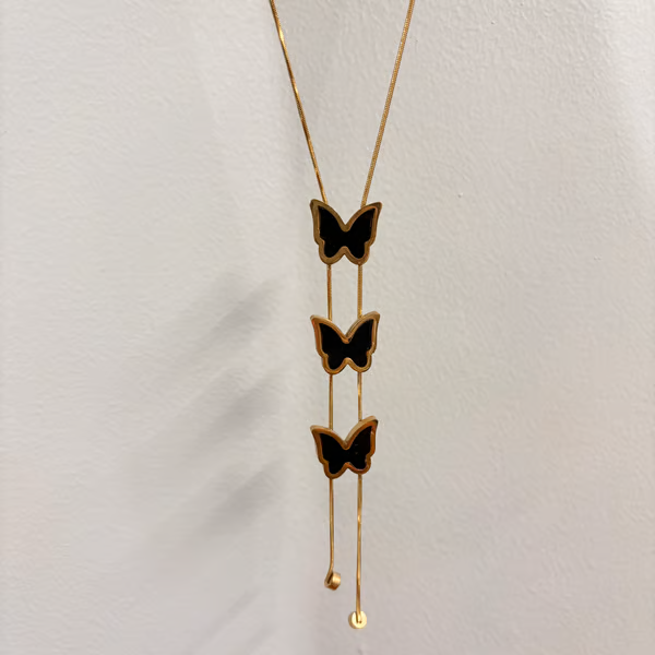 IRAZ 18k Gold Plated Anti-Tarnish Triple Butterfly Pendant Necklace