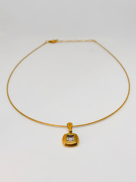 IRAZ 18k Gold Plated Anti-Tarnish Classic Square Pendant