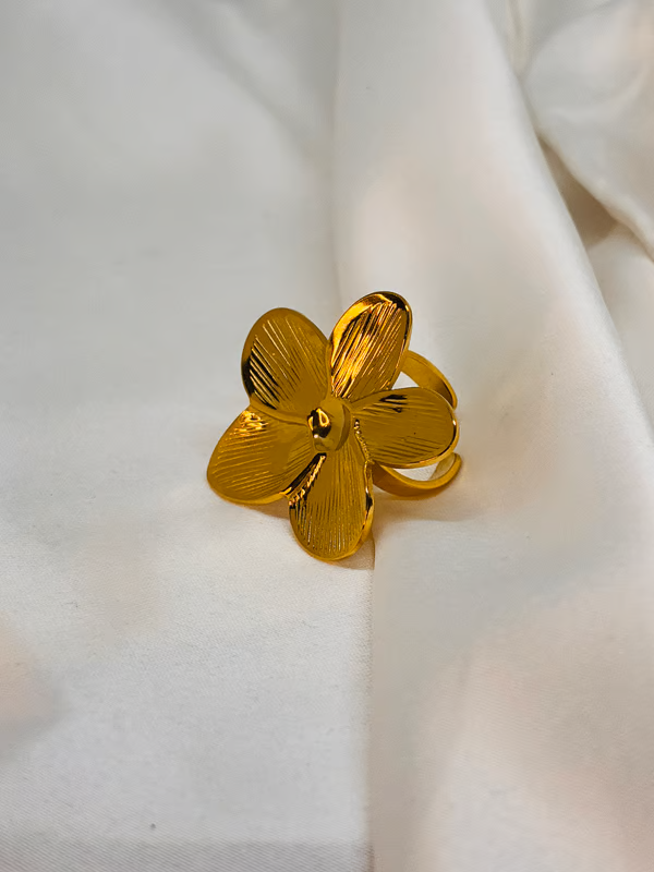 IRAZ 18k Gold Plated Antitarnish Adjustable Statement Flower Ring
